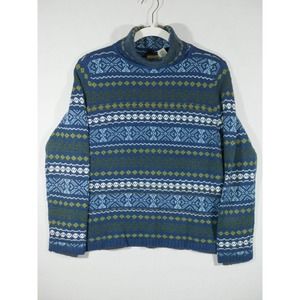 Village Sport Petite women's PM Blue Striped Laced Accent Sweater